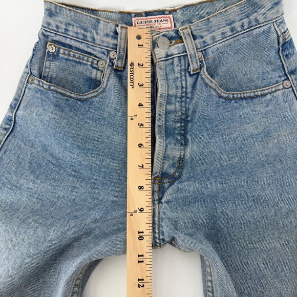VTG Guess Jeans Women's 26 Light Wash Straight Leg Denim USA Made Button Fly - Picture 13 of 16